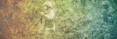 Military training in the campの写真素材