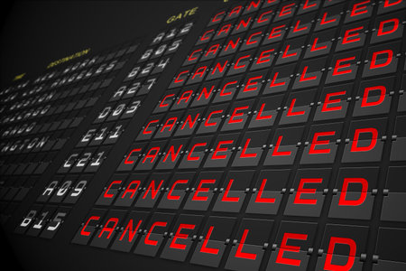 Departures list on digitally generated black mechanical boardの写真素材