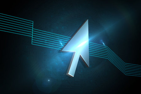 Shiny arrow on black backgroundの写真素材