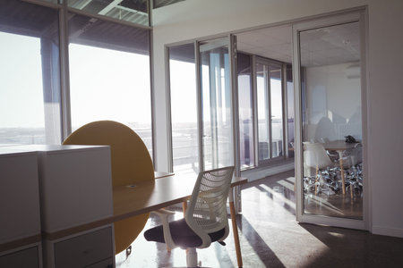 Interior of modern office on sunny dayの写真素材