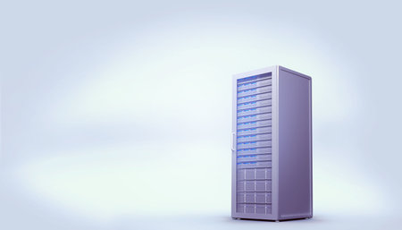 Digitally generated server tower on white backgroundの写真素材