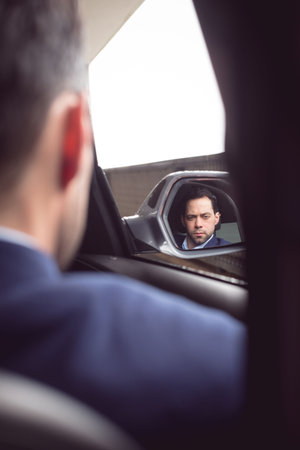 Driver reflection in the mirror