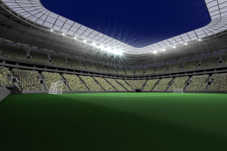 Digitally generated large football stadium with lightsの写真素材