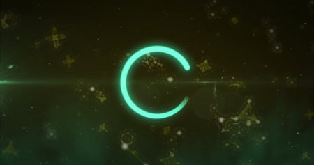 Displaying neon green loading indicator filling on tech interface, with glowing network nodes....