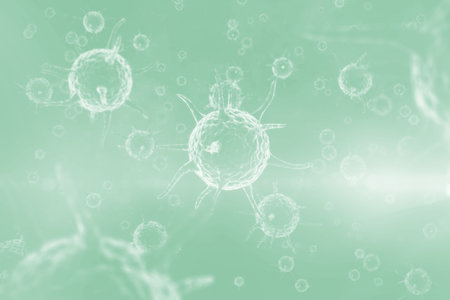 Three dimension image of pathogen over green background