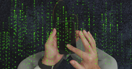 Animation of social media notifications over digital circuit board in school setting