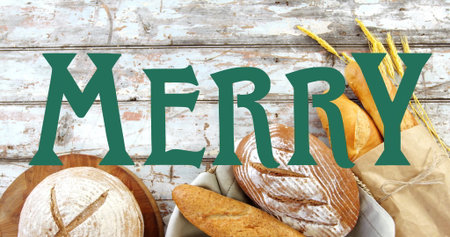 Showing artisanal breads resting in basket on whitewashed tabletop, with round loaf and baguettes....