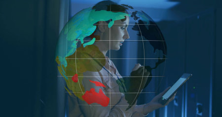 Animation of crosses over caucasian female doctor and senior patient talkingの写真素材