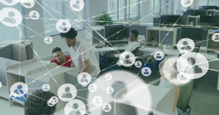 Animation of golf player silhouettes over pink backgroundの写真素材