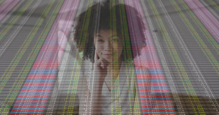 Animation of light trails over diverse schoolchildren celebrating