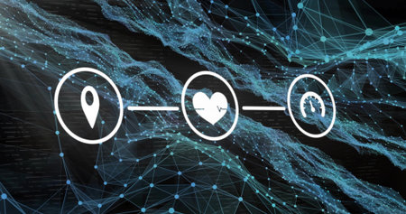 Animation of networks of connections over caucasian businessman