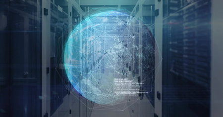 Animation of data processing over cityscape