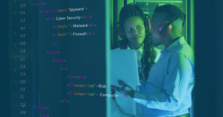 Animation of snow falling and aurora borealis in christmas winter scenery backgroundの写真素材