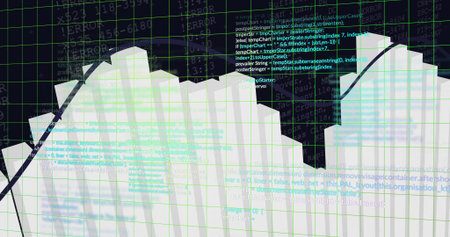 Displaying jagged white blocks revealing code and ERROR logs on digital interface, with green grid....