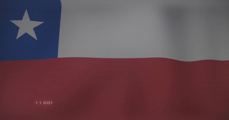 Fluttering flag showing subtle waving against uniform backdrop, with marking 11 001. Patriotism, symbolism, fabric, textile, national identity, vibrant, patrioticの写真素材