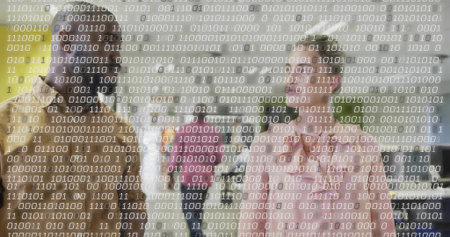 Gathering four professionals holding laptops and notebooks in boardroom. Collaboration, teamwork, innovation, modernity, technology, business, discussionの写真素材