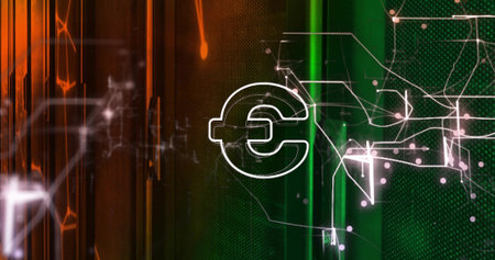 Floating white plug symbol in abstract network environment with luminescent lines and glowing nodes. Futuristic, digital, technology, network, cyberspace, innovationの写真素材