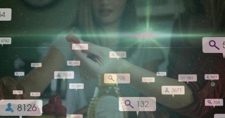 Mother and daughter picking raspberries with glass jar and bowl in kitchen. Family, nurturing, connection, wholesome, domestic, natural, vibrantの写真素材