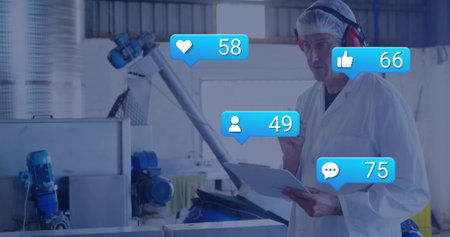 Man and woman gripping kettlebell syncing swings while digital overlays updating fitness metrics