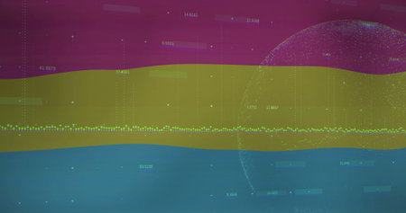 Displaying three data bands in abstract plot, with central dotted line, labels and dotted sphere....