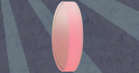 Featuring pill-shaped object glowing in dark grey textured backdrop, with diagonal light shafts. Abstract, minimalism, futuristic, design, lighting, illumination, modernの写真素材