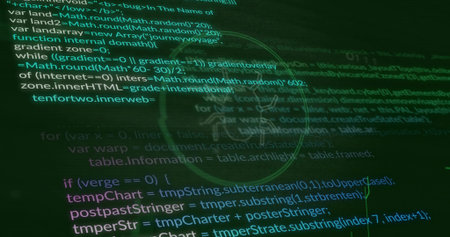 Displaying glowing green code on computer monitor at desk with hand-drawn white circle annotation....