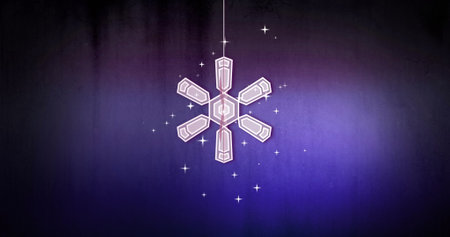 Snowflake image over wooden door with golden handles. Winter, holiday, festive, seasonal, decoration, elegantの写真素材