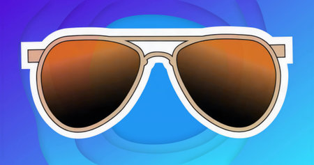 Displaying aviator sunglasses on gradient background, highlighting brown lenses and white outline. Fashion, accessories, digital art, vector, trendy, minimalistic, stylishの写真素材