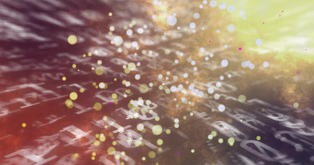 Streaming blurred letters and numbers across rippled plane in abstract field, bokeh, dust, flare....
