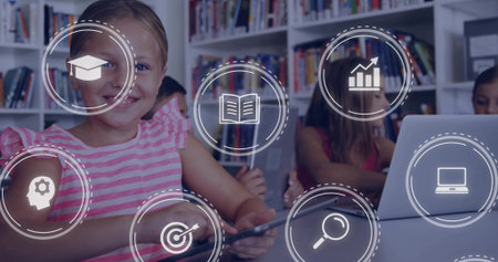 Doctor responding to data overlay, donning gloves for health analytics with red chart fluctuatingの写真素材