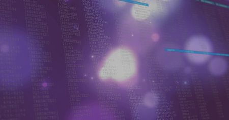 Displaying monitor showing alphanumeric columns and [REDACTED] labels in dim studio, with cyan bars. Terminal, dashboard, data, neon, glow, bokeh, cyberpunkの写真素材