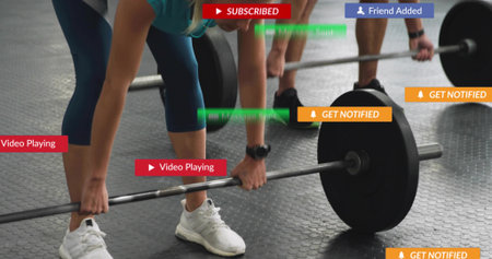 Animation of social media smiling emoji icons over grey backgroundの写真素材