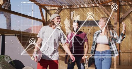 Animation of data processing and globe over caucasian male doctorの写真素材