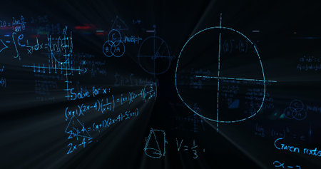 Digitally generated of math formulas on blackboard