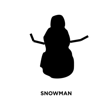 A snowman silhouette images on white background, vector illustrationのイラスト素材