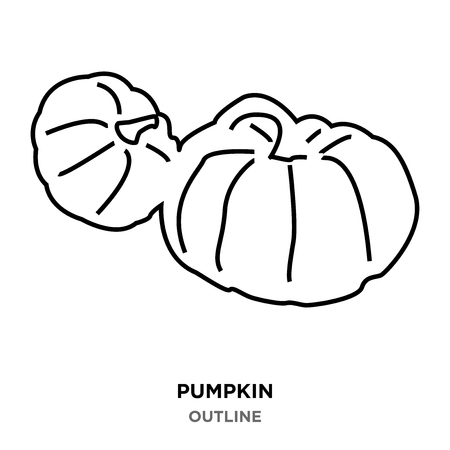 A pumpkin outline images on white background, small and big ones togetherのイラスト素材