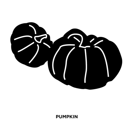 A pumpkin silhouette images on white background, in black, small and big ones togetherのイラスト素材