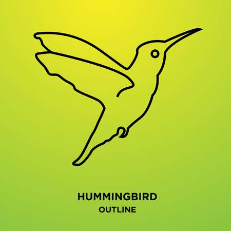 Hummingbird outline on green background illustration.のイラスト素材