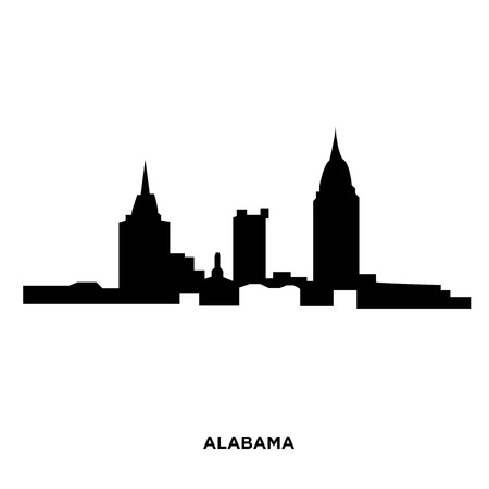 An Alabama silhouette on white background, in black presentation.のイラスト素材