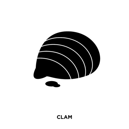 Clam icon on a white background in black colorのイラスト素材
