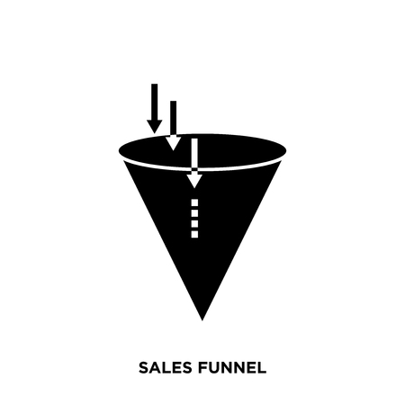 sales funnel icon on white background, in black, vector icon illustrationのイラスト素材