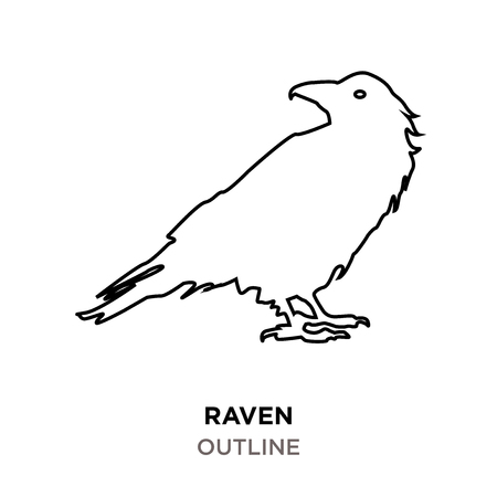 raven outline on white backgroundのイラスト素材