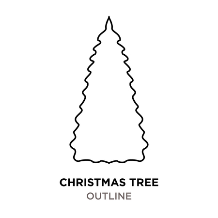 christmas tree outline images on white backgroundのイラスト素材