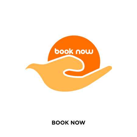Book now icon isolated on white background for your web, mobile and app design.のイラスト素材