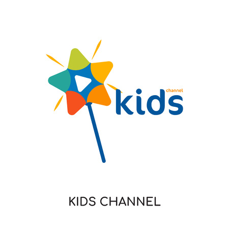 kids channel logo isolated on white background for your web, mobile and app designのイラスト素材