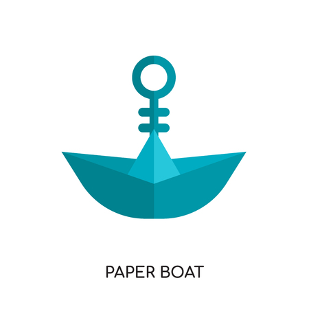 paper boat logo isolated on white background for your web and mobile app design , colorful vector icon, brand sign & symbol for your businessのイラスト素材