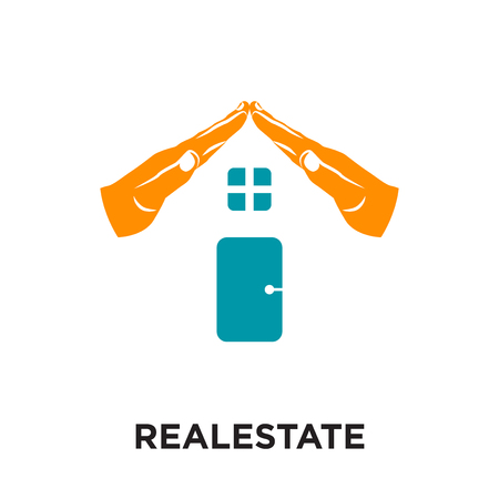 realestate logo isolated on white background for your web and mobile app design , colorful vector icon, brand sign & symbol for your businessのイラスト素材