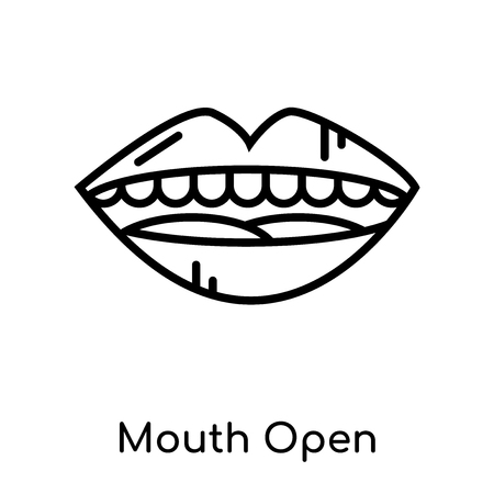 Mouth Open icon isolated on white background for your web and mobile app design , vector black sign and symbol , outline thin elementのイラスト素材