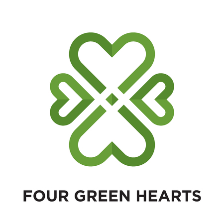 four green hearts logo isolated on white background for your web and mobile app design , colorful vector icon, brand sign & symbol for your businessのイラスト素材