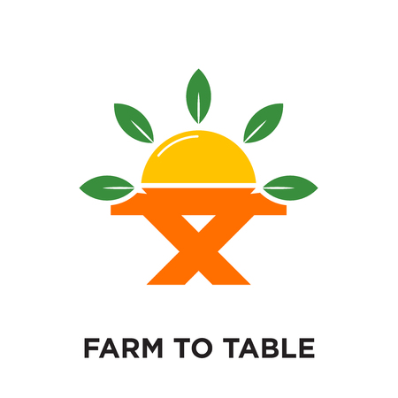 farm to table logo isolated on white background for your web and mobile app design , colorful vector icon, brand sign & symbol for your businessのイラスト素材